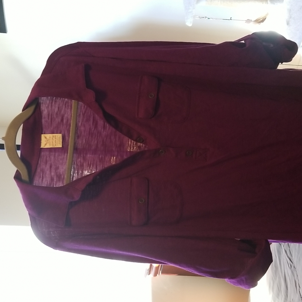 Purple, pop over henley  top. 2X.
